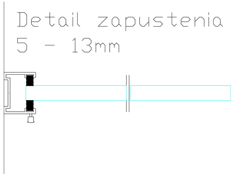 Bezrámový sýstém - detail zapustenia