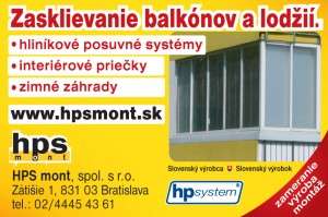 HPS mont s.r.o. Zasklievanie balkónov a lódžií, zimné záhrady, bazénové prekrytia, výroba deliacich priečok a prístreškov.
